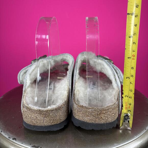 Birkenstock Arizona Shearling Antique White Suede Double Strap Sandal US 9 - Picture 3 of 9